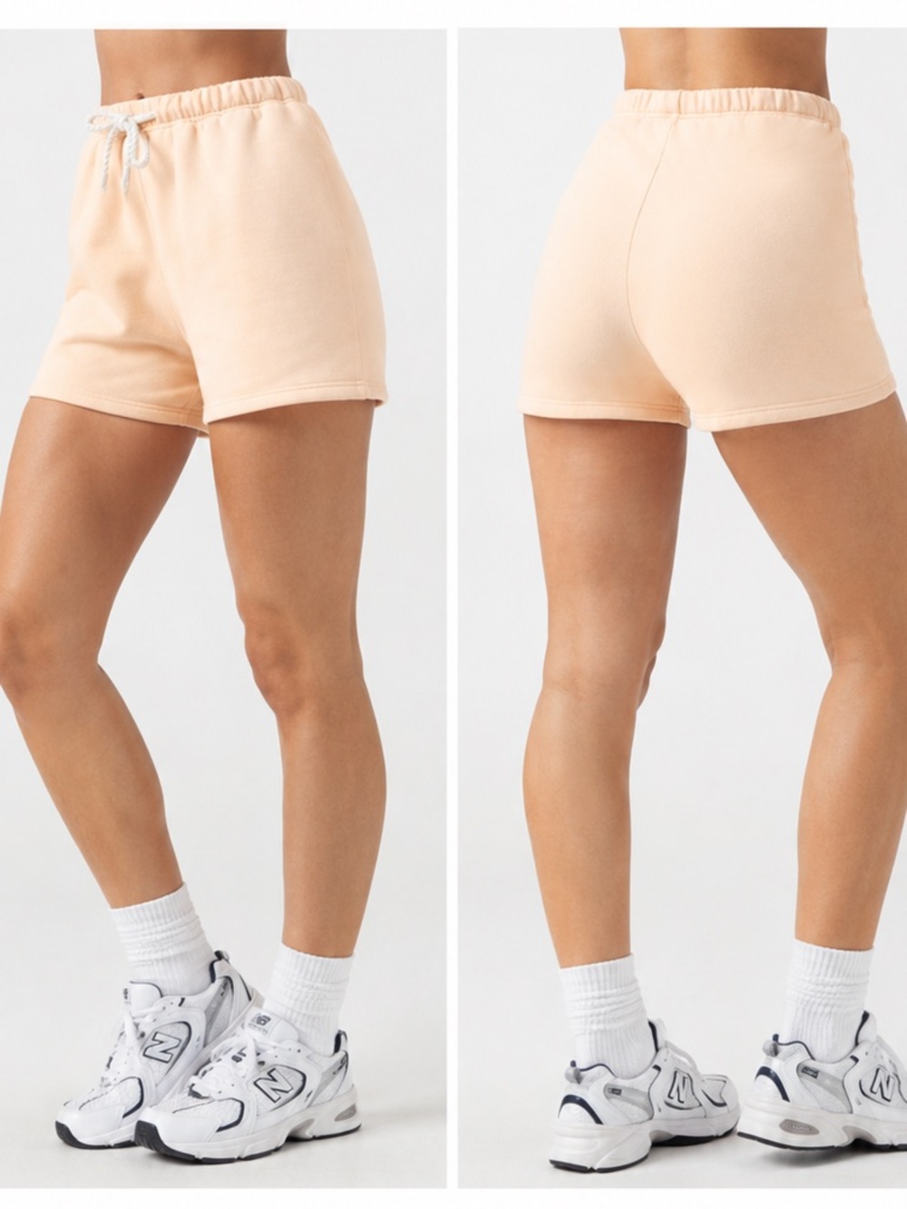 Joah Brown Fitted Sweat Shorts in Peachy Cream